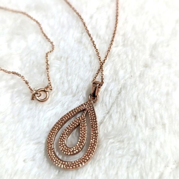 NWT Rose Gold Plated over Sterling Silver Swarovski Crystal Teardrop Necklace - Picture 11 of 15